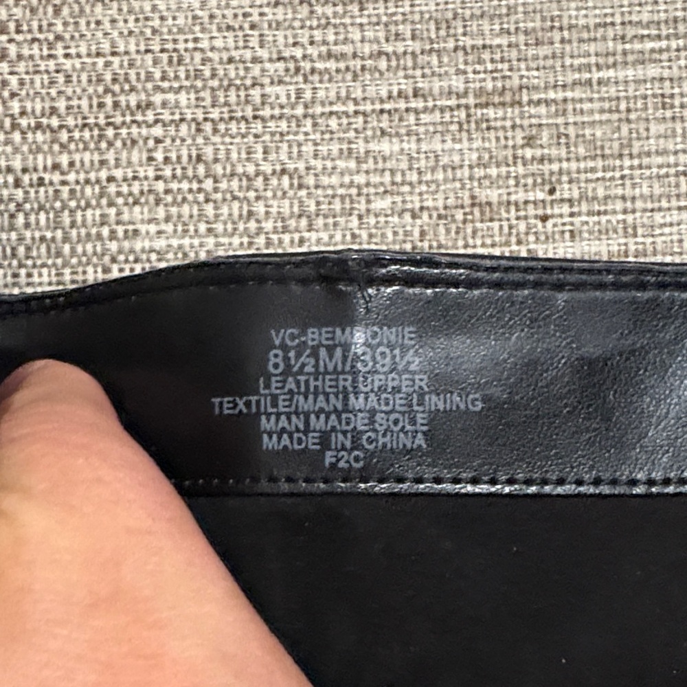 Vince Camuto Black Heeled Boots with Gold Accent - Picture 4 of 5